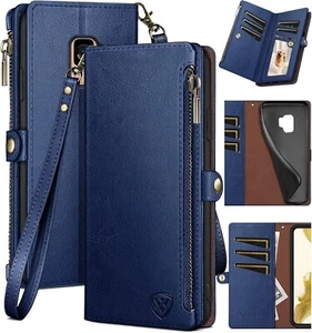 Samsung Galaxy S9 Wallet case with Zipper Credit Card Holder【RFID Blocking】NEW - Picture 1 of 7