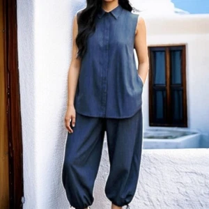 Armani Collezioni Azul Marino Rayas Lino y Seda Coord | Talla 12 - Imagen 1 de 12