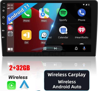1Din Car Stereo 10.1" Android 11 GPS Navi Radio WIFI Mirror Link FM BT Carplay. - Image 1 of 4