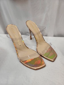 Stuart Weitzman Aleena Transparent Sandals Women’s 10 Rose Gold Heels 100 MM - Picture 1 of 10