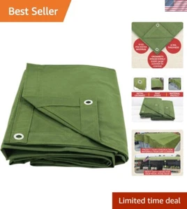 12' x 16' Green Canvas Tarp 12oz Heavy Duty Water Resistant - Picture 1 of 10