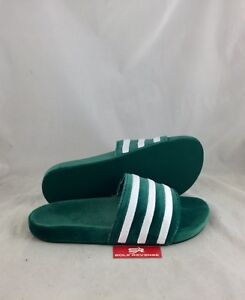 4 Mens adidas Originals VELVET ADILETTE Green White BY9907 Slides Sandals