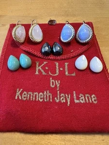KJL Kenneth Jay Lane interchangeable Pear Shape Gold & Silver Tone Earrings 7307 - Picture 1 of 6
