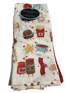 Pack de 3 toallas de cocina con tema de comida perfecto. Cynthia Rowley 100 % algodón - Imagen 1 de 5