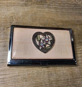 VNTG BRIGHTON Visitenkartenetui Geldbörse Kredit ID Leder mit Blumenherz 23g - Bild 1 von 12