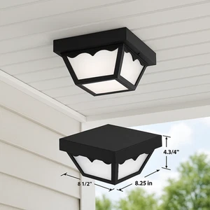 SEASONS - 9-3/4 IN - OUTDOOR LED CEILING FLUSH MOUNT 5000k - BLACK - NEW IN BOX - Picture 1 of 4
