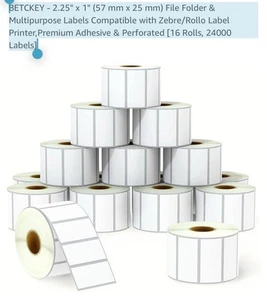 BETCKEY - 2,25" x 1" (57 mm x 25 mm) Aktenordner & Mehrzweck Etiketten 16 Rollen - Bild 1 von 5