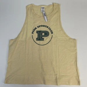 Victoria's Secret Pink Women's Cotton Cropped Racerback Tank Top Yellow Size L - Picture 1 of 7