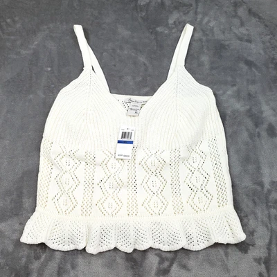 Regata de malha de crochê American Rag feminina XL marfim branco boho casa de campo nova $49 - Imagem 1 de 4