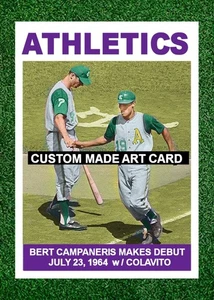 Bert Campaneris Debut Kansas City  Athletics 1964 Custom Made Baseball Art Card - Picture 1 of 2