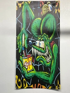 Bandera Rat Fink 2x4 ft pancarta Hot Rod Ford Chevy ratrod garaje cueva - Imagen 1 de 4