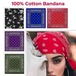 UNISEX BANDANA COTTON HEADBAND HEAD WEAR WRAP BAND SCARF NECK - Picture 1 of 67