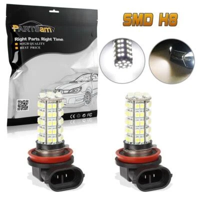 2pcs High Power H8 68-SMD LED Bulbs for Driving Fog Light 6000K White LED — 第 1/4 张图片