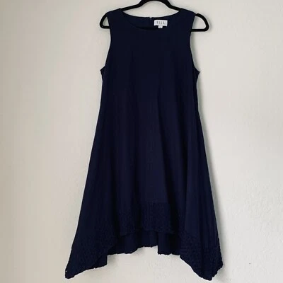 Elle Dress Women 12 Navy Blue Sleeveless Sharkbite Nautical Preppy Cocktail - Image 1 of 4