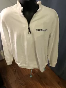 Charles River Apparel, White Large Sweat Shirt, 1/4 Zip, Cotton Blend CAPE MAY - Picture 1 of 8