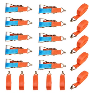 10 Stück 5t 8m 5000kg Zurrgurt 50mm 5t J-Haken LKW Zurrratsche Gurt Set - Bild 1 von 12