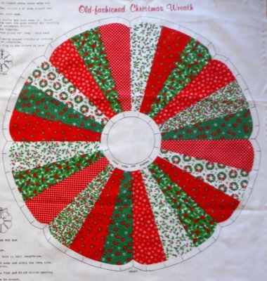 Christmas Fabric Panel Old-Fashioned Wreath Cranston VIP Cotton NEW Vtg #46 - Image 1 of 3