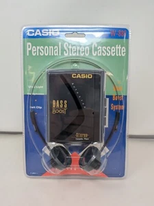 NEW CASIO W-885 PERSONAL STEREO CASSETTE PLAYER W/ Head Phones SEALED NOS - Picture 1 of 2