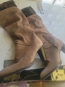 PREVIEW INTERNATIONAL WOMEN'S LEATHER & SUEDE KNEE LENGTH RIDING BROWN BOOTS 9 - Picture 1 of 6