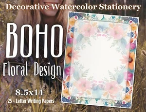 BOHO Floral- Stationery Paper (25 Sheets) 8.5 x 11 Premium Paper #29 - Imagen 1 de 1