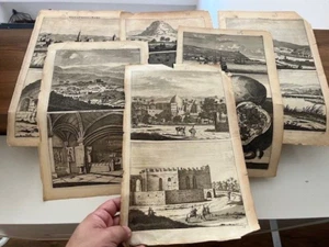Antique Engraving Israel Palestine Nazareth Haifa Rameh 1690s Lot of 6 Copper RR - Picture 1 of 6