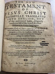 Original 1633 Rheims Catholic New Testament John Cousturier Leather Bound - Foto 1 di 17