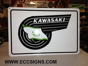 KAWASAKI 60'S LOGO GREEN SIGN EC0239 - Picture 1 of 4