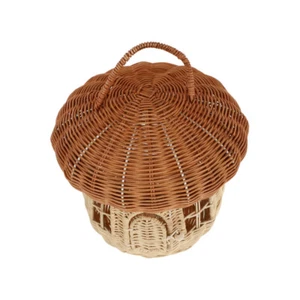 Rattan Mushroom Storage Basket Child Handmade Wicker Mushroom-shaped Handwoven - Picture 1 of 12
