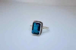 Attractine Blau Topas Edelstein 925 Sterlingsilber Handmade Ring Alle Größe H-12 - Bild 1 von 5