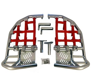 YFZ 450R 450X Nerf Bars Pro Peg Alba Racing Red nets 251 T7 SR - Picture 1 of 4