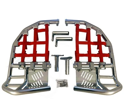 YFZ 450R 450X Nerf Bars Pro Peg Alba Racing Red nets 251 T7 SR - Image 1 of 4