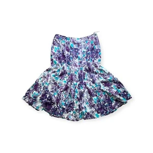 Vintage Floral Pleated Skirt PerUna Purple Blue Watercolour Print Womens Size 18 - Picture 1 of 6
