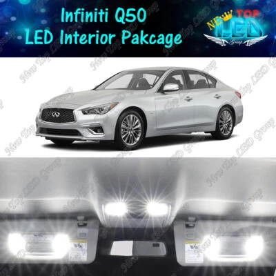 White Interior LED Lights Package Kit for 2014 - 2018 2019 2020 Infiniti Q50 Q60 - Image 1 of 4
