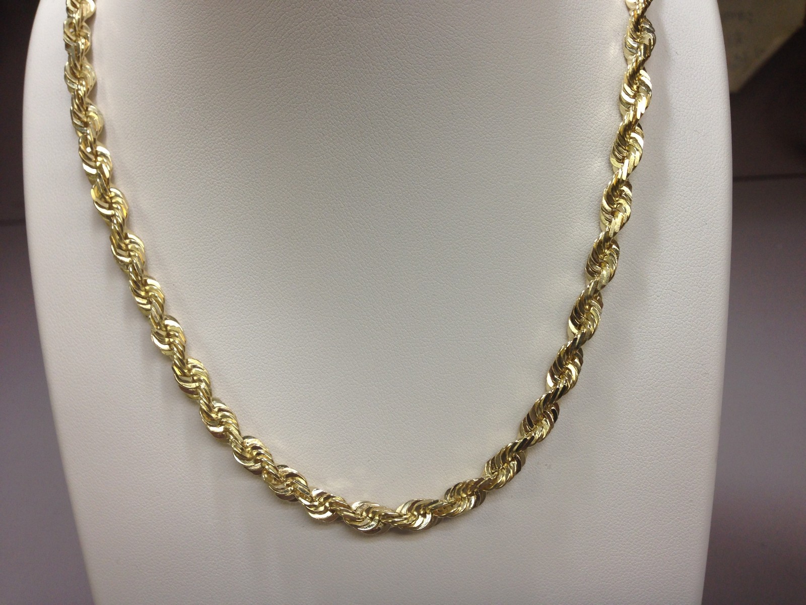 10k Solid Yellow Gold Diamond Cut Rope 
