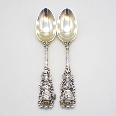Par de cucharaditas de recuerdo heráldico Gorham plata de ley 651 Foto 1 de 4