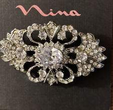 New Nice Nina JAQUELLEN  Rhinestone Crystal Oval BROOCH Pin Jewelry MSRP $65.00