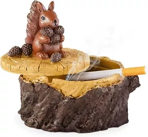 Outdoor Ashtrays for Cigarettes Cute Resin Squirrel Ashtray with Lid for Garden - Picture 1 of 15