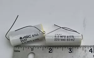ASC 9743 X637 6MFD +/-10% 220V 60Hz Metalized Polyester Film Capacitor Lot of 2 - Picture 1 of 1