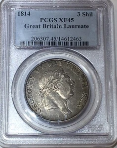 1814 Great Britain Laureate 3 Shilling PCGS XF 45 - Picture 1 of 4