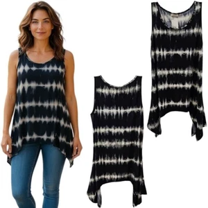 Top Lida Collection Negro Tie Dye Para Mujer Sin Mangas Fluido Moda - Talla XL NUEVO CON ETIQUETAS - Imagen 1 de 15