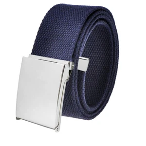 Build A Belt Adult 1.5" Silver Flip Top Buckle with Canvas Web Belt - Picture 1 of 13