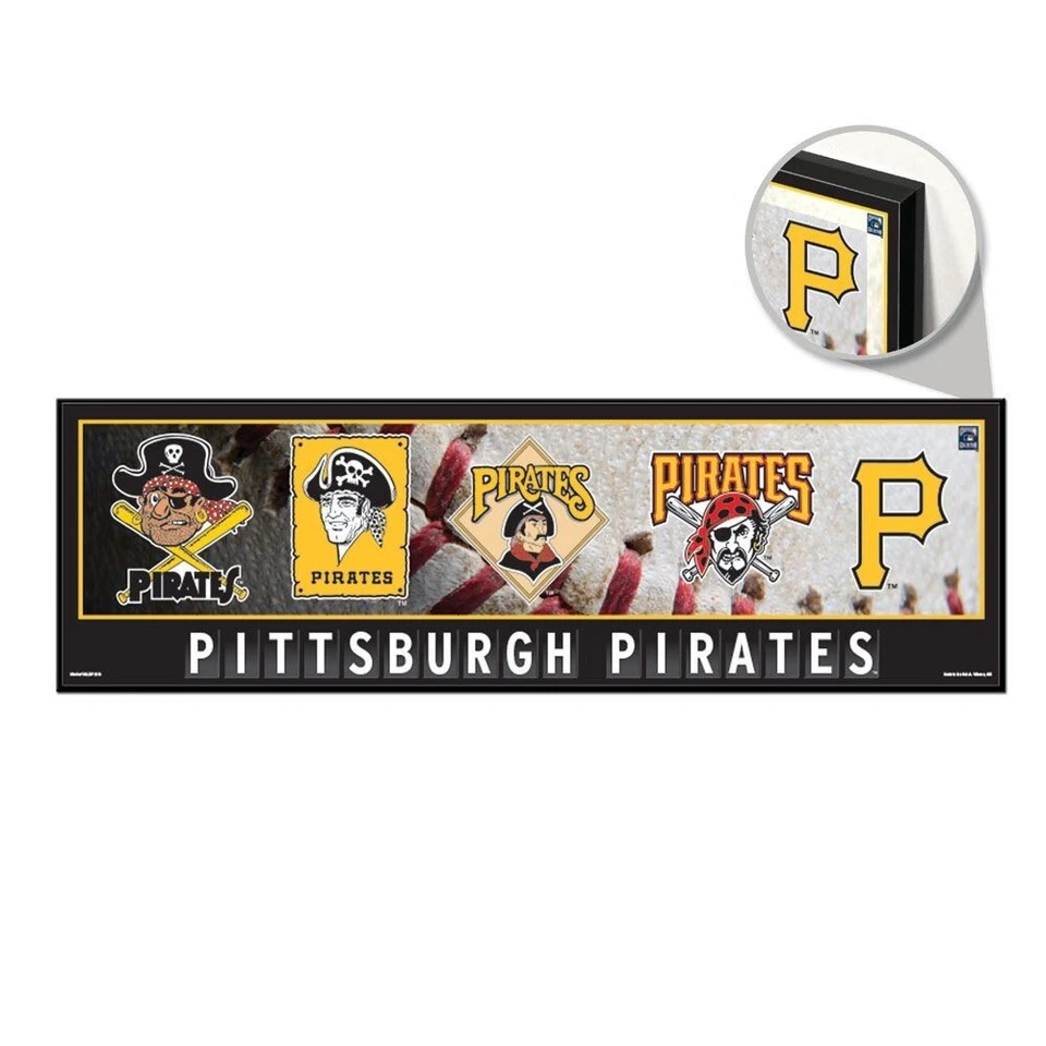 PITTSBURGH PIRATES COOPERSTOWN LOGO'S COLLECTION WOOD SIGN 9"x30" NEW WINCRAFT - Image 1 of 1