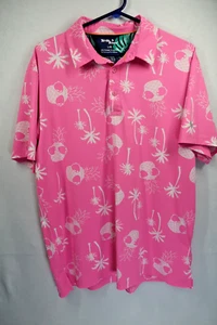 Birdie Bound Polo Shirt Mens Size Large Pink Golf Casual Short Sleeve Beach - Picture 1 of 9