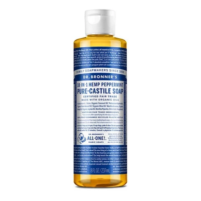 Dr Bronners Menta Pura Castilla Jabón Líquido Orgánico Todo Propósito 8 Fl Oz Foto 1 de 2