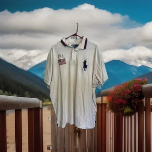 Polo Ralph Lauren Bandera EE. UU. Big Pony Piqué Camisa Manga Corta Hombres 2XL De Colección - Imagen 1 de 13