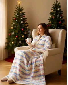 Christmas Handmade Chunky Plush Marshmallow  and White Striped - Picture 1 of 5