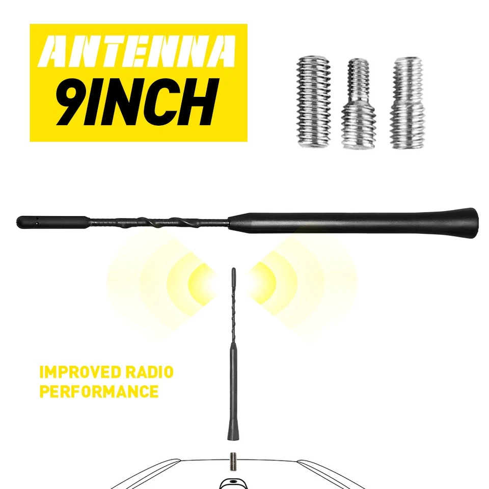 Antena preta 9" mastro rádio potência para AM/FM Chevrolet Silverado 1500 3500 2500 - Imagem 1 de 4