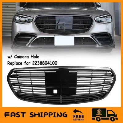 Parrilla delantera negra brillante para Mercedes-Benz W223 S450 S500 S580 2021 2022 2023 Foto 1 de 4