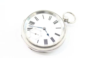 Vintage Open Face Hallmarked .925 Silver Pocket Watch Key Wind SPARES/REPAIR - Picture 1 of 5