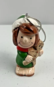 1972 Vintage Snoopy Ornament Collectible PEPPERMINT PATTI  w/ GINGERBREAD MAN 3" - Picture 1 of 5